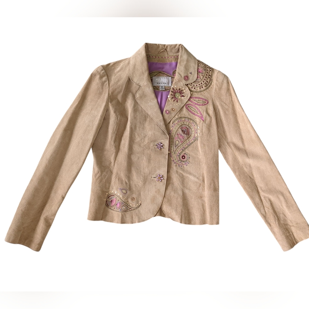 Beautiful Vintage Suede Paisley Jacket (Size M)